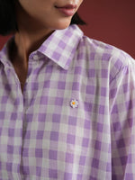 Purple Check Printed Cotton Co-ords Set - SanskrutiHomes