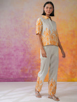 Orange Pure Cotton Co-ords Set for Women - SanskrutiHomes