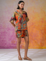 Orange Color Printed Co-ords Set for Women - SanskrutiHomes
