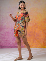 Orange Color Printed Co-ords Set for Women - SanskrutiHomes