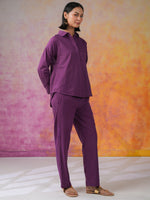 Purple Color Solid Print Cotton Co-ords Set - SanskrutiHomes