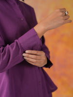 Purple Color Solid Print Cotton Co-ords Set - SanskrutiHomes