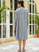 Blue floral print Lounge Dress - SanskrutiHomes
