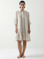 Off White Solid Cotton Dress for Women and Girls - SanskrutiHomes