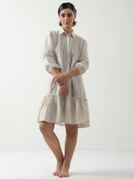 Off White Solid Cotton Dress for Women and Girls - SanskrutiHomes