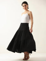 Black Pure Cotton Solid Skirt for Women and Girls - SanskrutiHomes