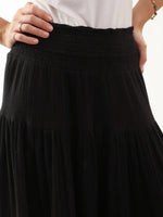 Black Pure Cotton Solid Skirt for Women and Girls - SanskrutiHomes