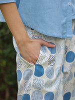 Blue Mandarin Collar Pure Cotton Shirt Dyed Co-ords Set for Women - SanskrutiHomes