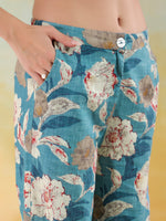 Blue Color Mandarin Collar Printed co-ords set for women - SanskrutiHomes