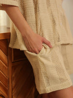 Cream Color Solid Cotton Blend Co-ords Set for Women - SanskrutiHomes