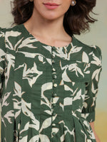 Green Color Round Neck Printed co-ords set for women - SanskrutiHomes