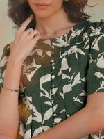 Green Color Round Neck Printed co-ords set for women - SanskrutiHomes