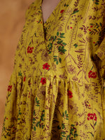 Yellow Color V-Neck Printed co-ords set for women - SanskrutiHomes