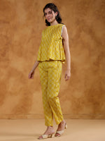 Yellow Color Round Neck Printed co-ords set for women - SanskrutiHomes
