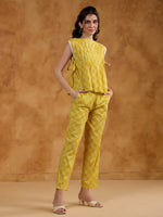 Yellow Color Round Neck Printed co-ords set for women - SanskrutiHomes
