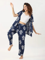 Indigo booti 3 pc Night Suit Set with Pyjama - SanskrutiHomes
