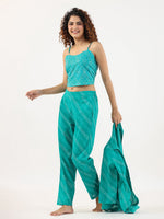 Turquoise Bhandej Cotton 3 peice Co-ord set - SanskrutiHomes