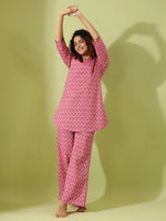 Cotton Booti print loungewear set - SanskrutiHomes