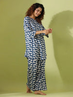 Blue panda print loungewear set - SanskrutiHomes