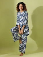 Blue panda print loungewear set - SanskrutiHomes