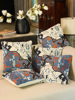 Cotton Blue Colour Embroidered Cushion Covers - SanskrutiHomes