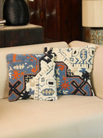 Cotton Blue Colour Embroidered Cushion Covers - SanskrutiHomes