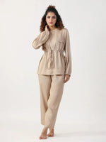 Women Beige modal co-ord set - SanskrutiHomes