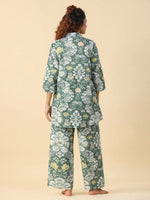Green Printed pure cotton co-ord set - SanskrutiHomes
