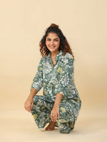 Green Printed pure cotton co-ord set - SanskrutiHomes