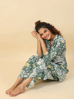 Green Printed pure cotton co-ord set - SanskrutiHomes