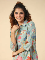 Green Printed pure cotton co-ord set - SanskrutiHomes