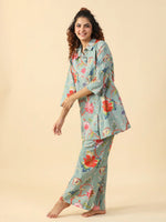 Green Printed pure cotton co-ord set - SanskrutiHomes