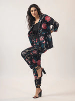 BLACK FLORAL Cotton Night SUIT - SanskrutiHomes