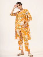 Yellow Pure Cotton 3 peice Night SUIT - SanskrutiHomes