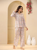 Off -white printed pure cotton night suit set - SanskrutiHomes
