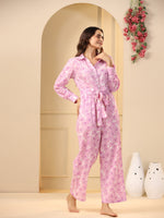 Pink floral Pure Cotton Jumpsuit - SanskrutiHomes