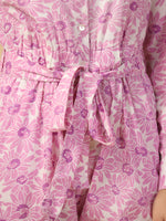 Pink floral Pure Cotton Jumpsuit - SanskrutiHomes