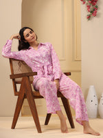 Pink floral Pure Cotton Jumpsuit - SanskrutiHomes