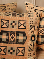 Velvet Beige Colour Geometric Cushion Covers - SanskrutiHomes