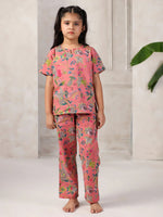 Floral Printed Cotton Night Suit Set for Kids - SanskrutiHomes