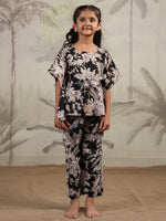 Floral Printed Cotton Kaftan Night Suit for Kids - SanskrutiHomes