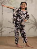 Floral Printed Cotton Kaftan Night Suit for Kids - SanskrutiHomes