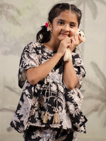 Floral Printed Cotton Kaftan Night Suit for Kids - SanskrutiHomes