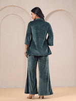Olive Solid Velvet Night Suit Set - SanskrutiHomes