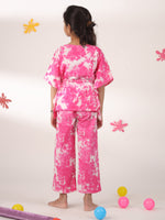 Kids Pure Cotton Pink Colour Printed Night suits - SanskrutiHomes
