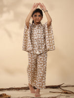 Kids Pure Cotton Brown Colour Printed Night suits - SanskrutiHomes