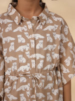 Kids Pure Cotton Brown Colour Printed Night suits - SanskrutiHomes