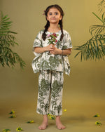 Kids Pure Cotton Green Colour Printed Night suits - SanskrutiHomes