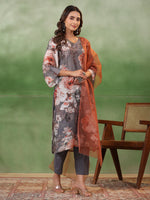 Floral Printed Cotton Kurta Set with Dupatta - SanskrutiHomes