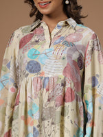 Women' s Floral Printed Silk Blend Straight Kurta with Trousers - SanskrutiHomes